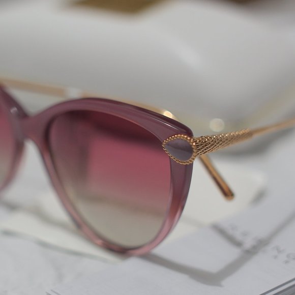 NWT Pink Gold Boucheron Cat Eye Gradient 55MM Sunglasses. - Picture 3 of 10